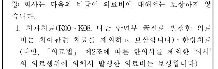 실손의료보험 표준약관의 한방치료 비급여 보상 제외 조항